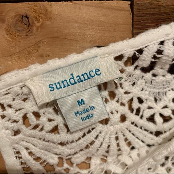 Sundance Imperial Eyelet Short Sleeve Shift Dress White Sz M Embroidered Bridal - Picture 5 of 9